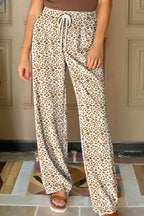 Leopard Drawstring Elastic Waist Pants