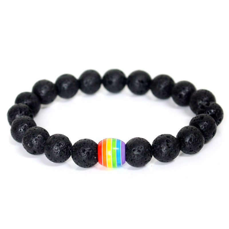 Obsidian Pulse | Pride stone bead bracelet