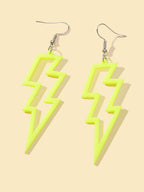 Lightning Bolt Statement Dangle Earrings Retro Punk Hippie Fluro Neon