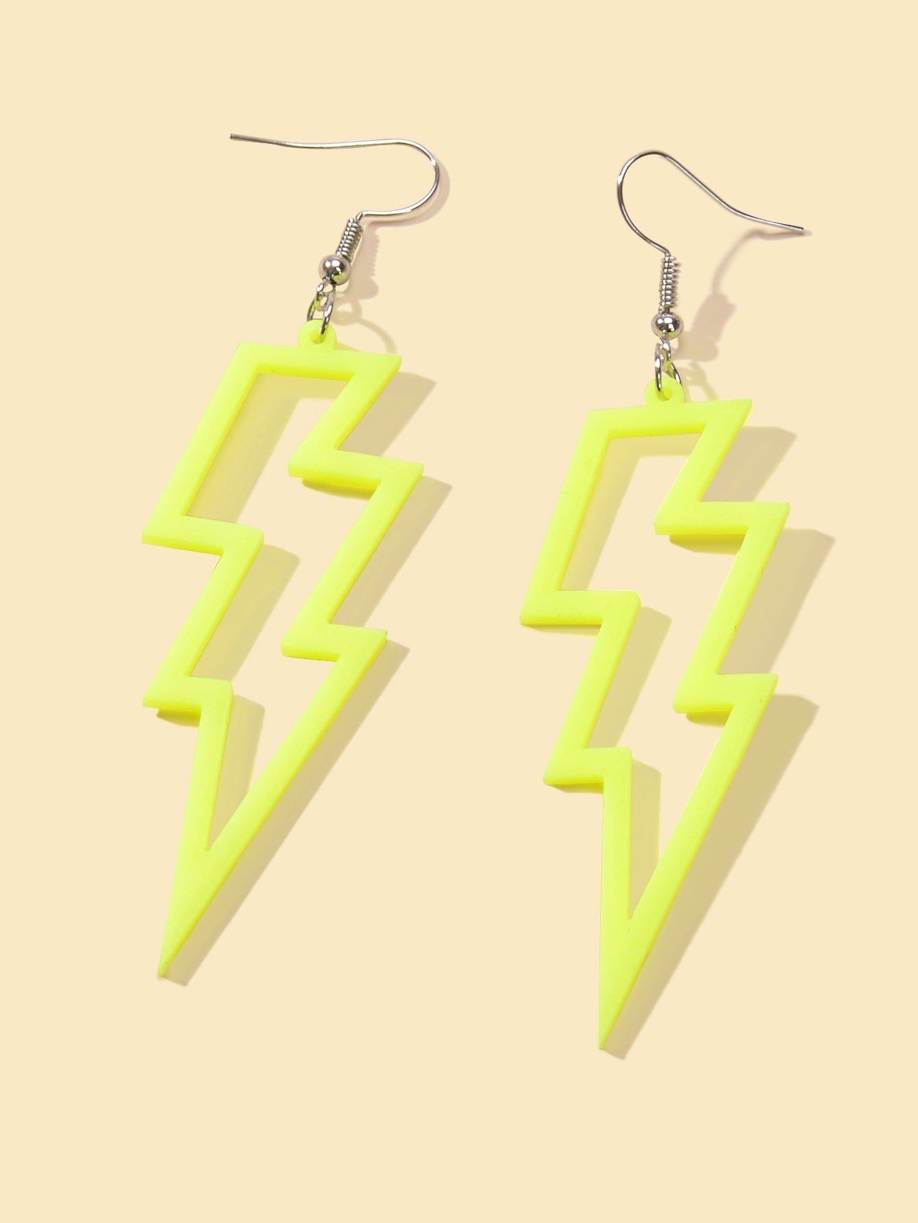 Lightning Bolt Statement Dangle Earrings Retro Punk Hippie Fluro Neon