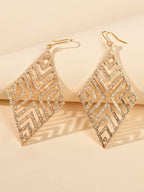 Hollow out Geometric Rhombus Drop Earrings Chic Ear Hook Boutique