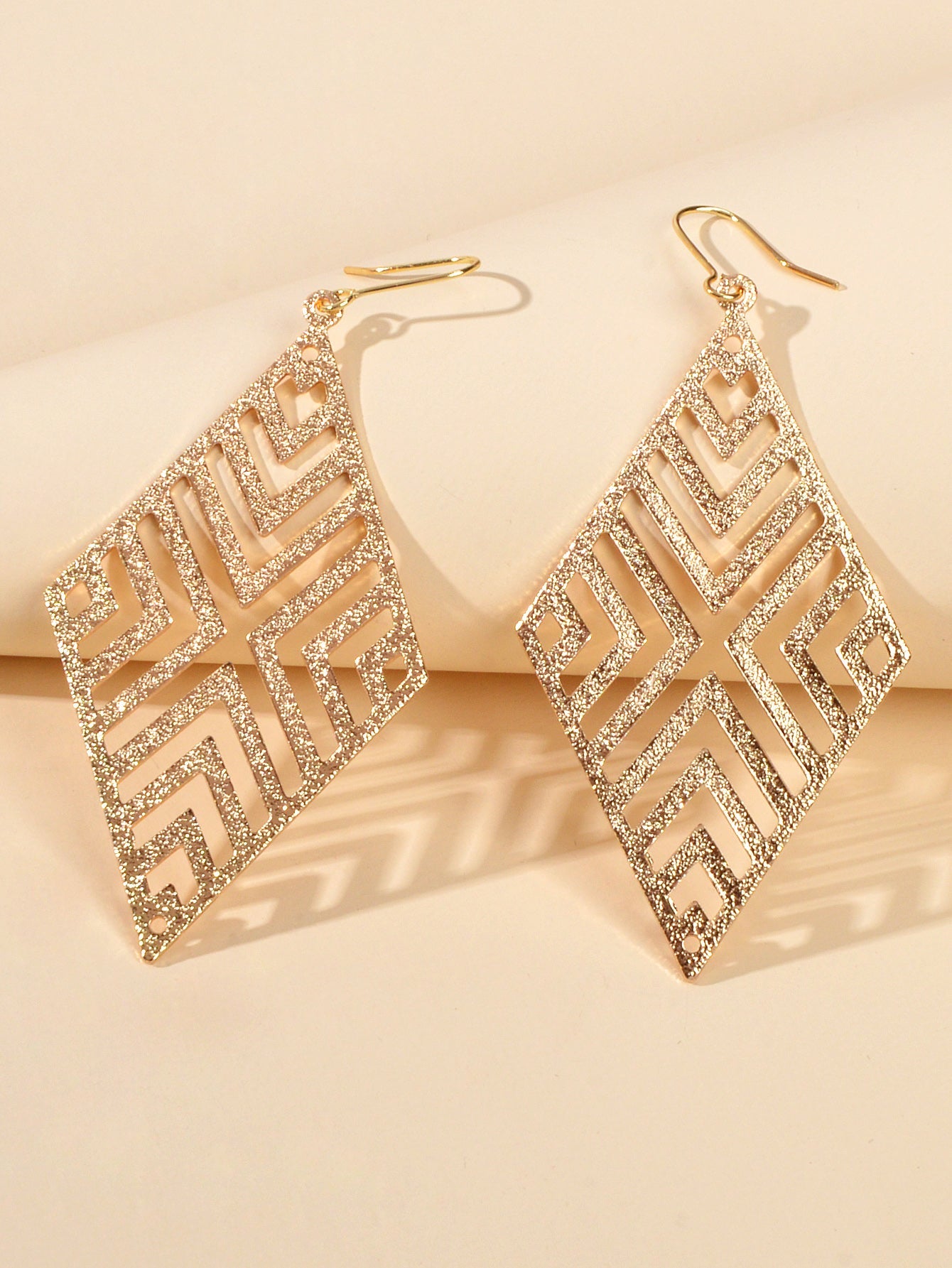 Hollow out Geometric Rhombus Drop Earrings Chic Ear Hook Boutique