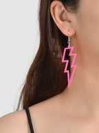 Lightning Bolt Statement Dangle Earrings Retro Punk Hippie Fluro Neon