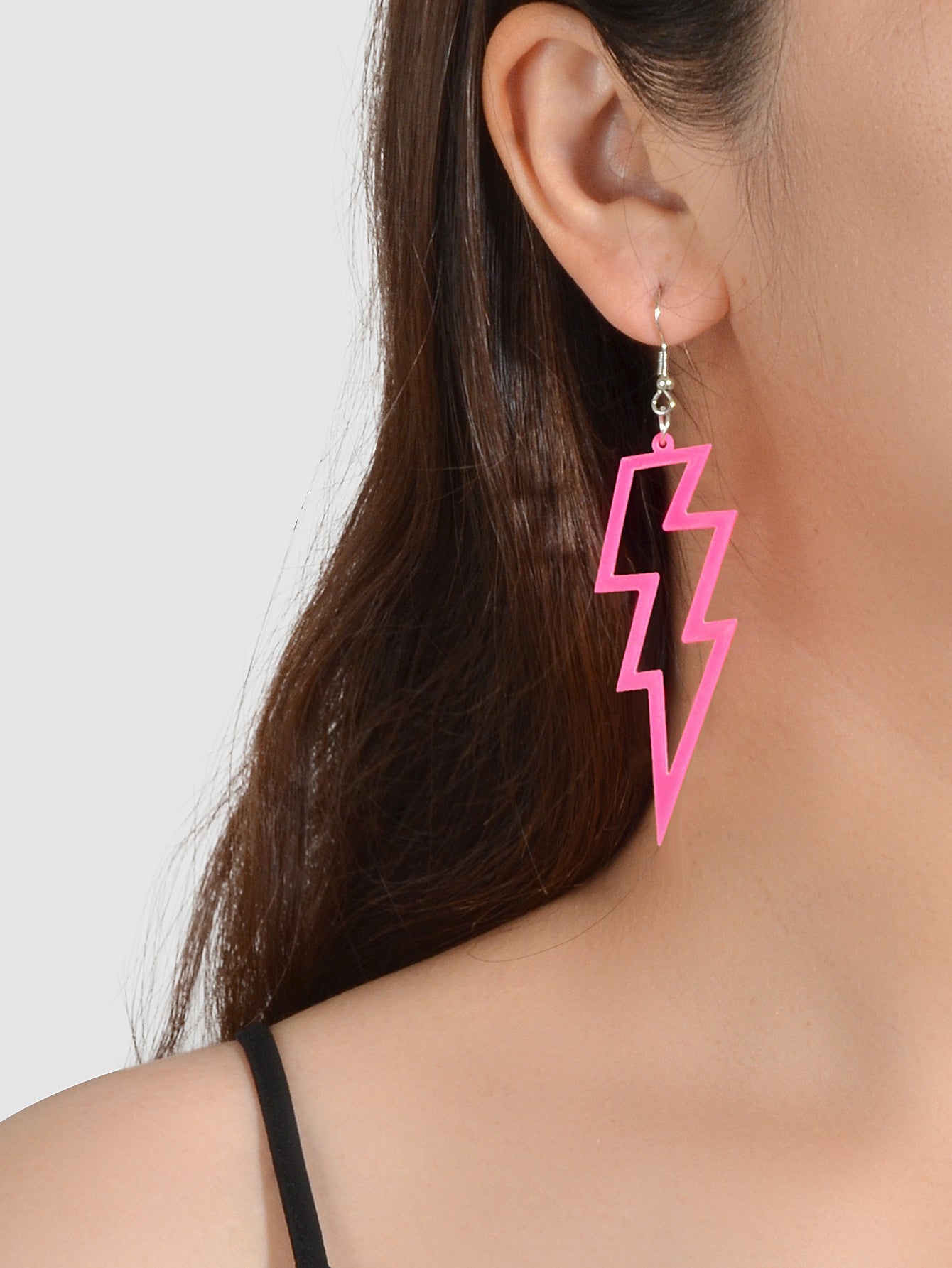 Lightning Bolt Statement Dangle Earrings Retro Punk Hippie Fluro Neon