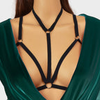 Sexy Black Ribbon Adjustable Elastic Body Chain Party Accessories
