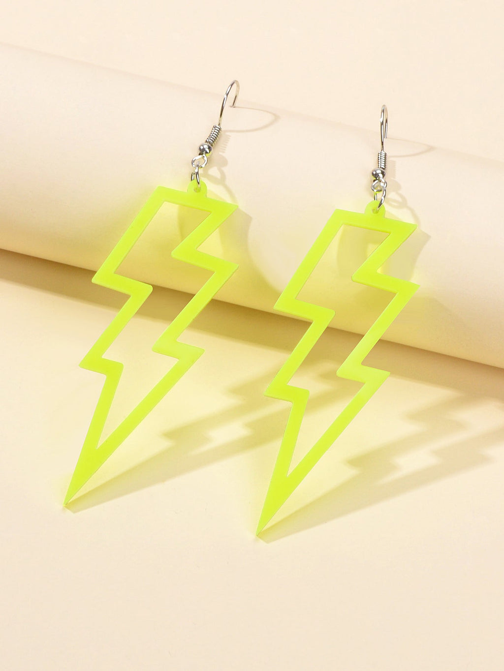 Lightning Bolt Statement Dangle Earrings Retro Punk Hippie Fluro Neon
