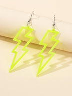 Lightning Bolt Statement Dangle Earrings Retro Punk Hippie Fluro Neon