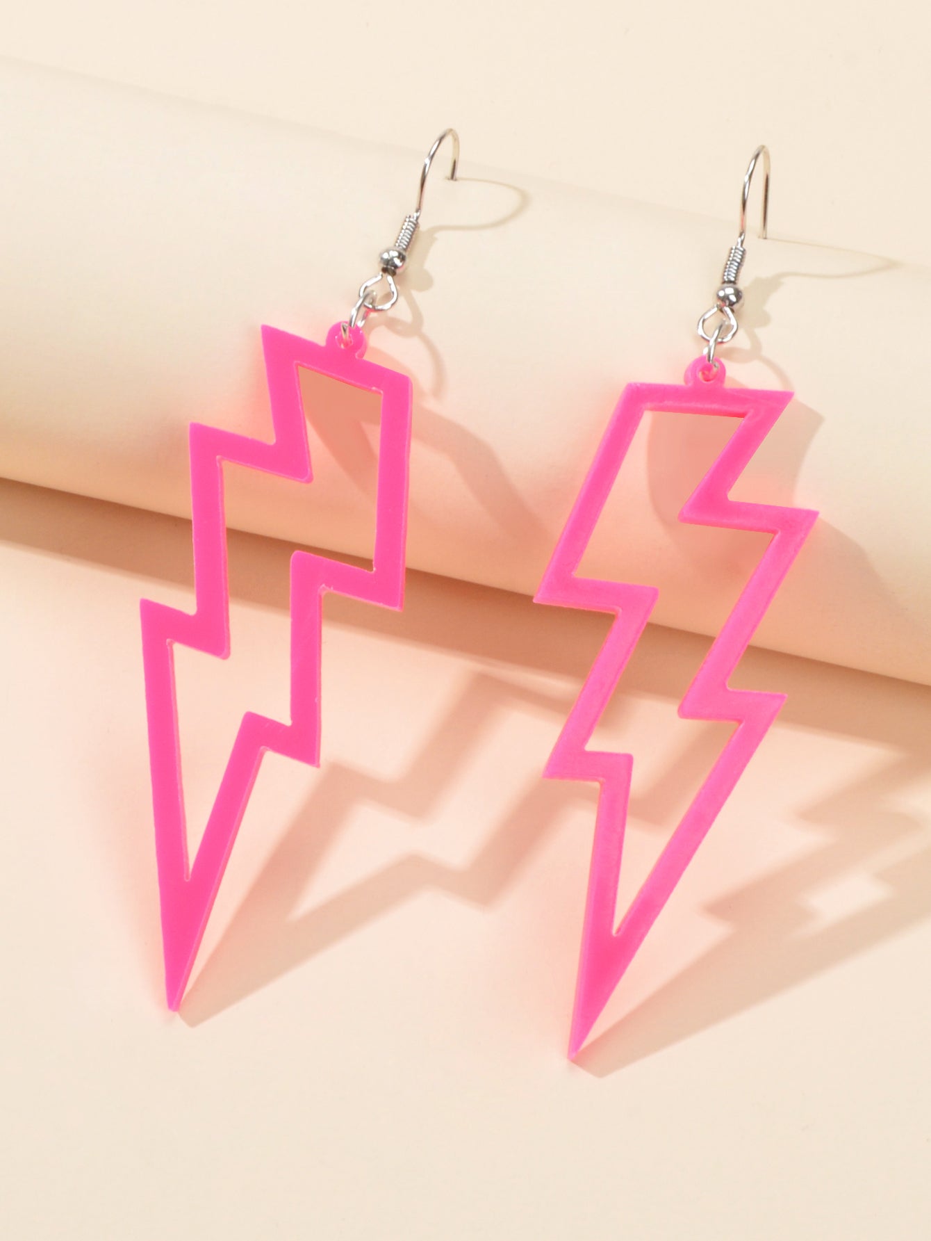 Lightning Bolt Statement Dangle Earrings Retro Punk Hippie Fluro Neon