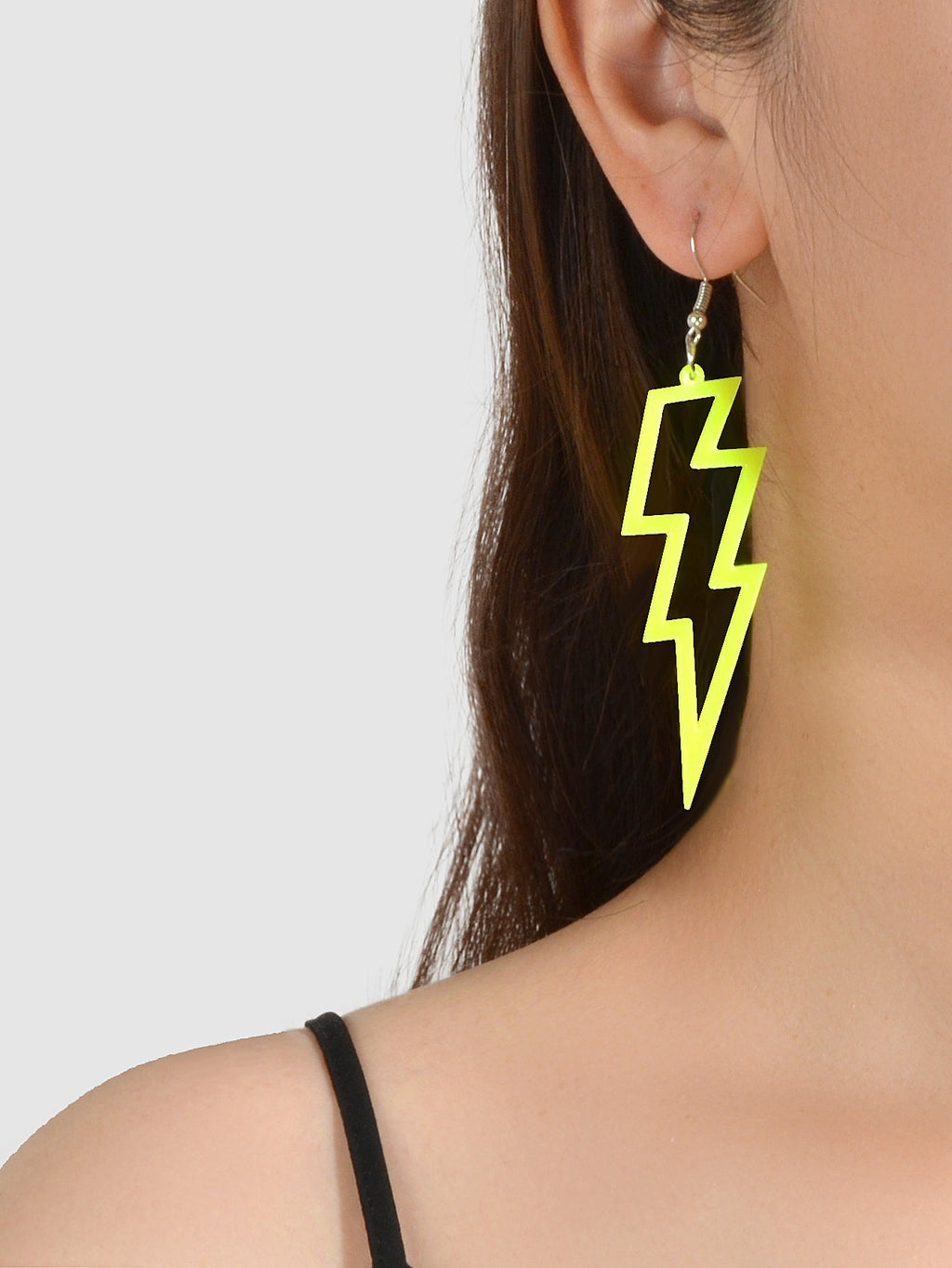 Lightning Bolt Statement Dangle Earrings Retro Punk Hippie Fluro Neon