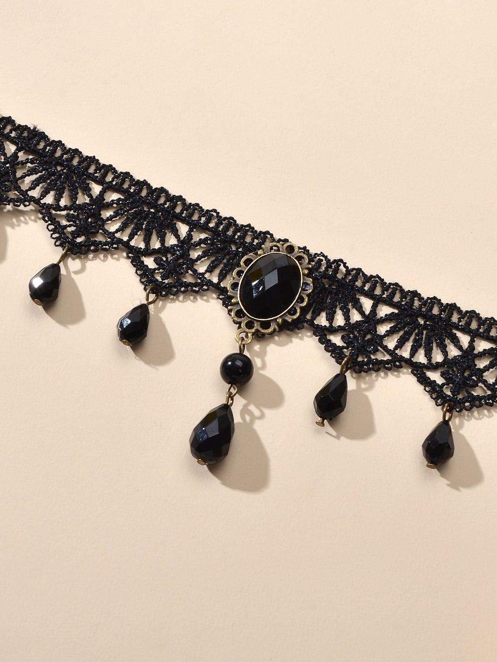 Water Drop Charm Black Lace Retro Gothic Women Choker 90s Halloween