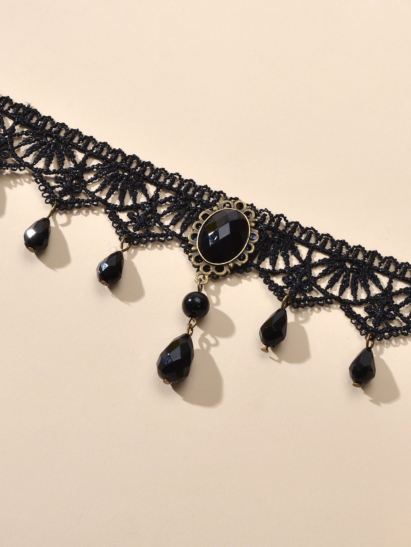 Water Drop Charm Black Lace Retro Gothic Women Choker 90s Halloween