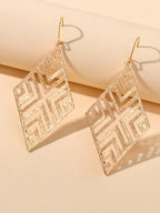 Hollow out Geometric Rhombus Drop Earrings Chic Ear Hook Boutique