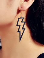 Lightning Bolt Statement Dangle Earrings Retro Punk Hippie Fluro Neon