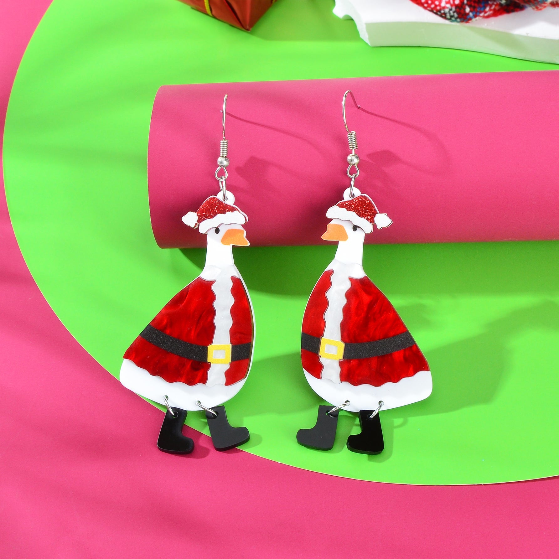 Christmas Jewellery Navidad Goose in Red Clothes Cartoon Design