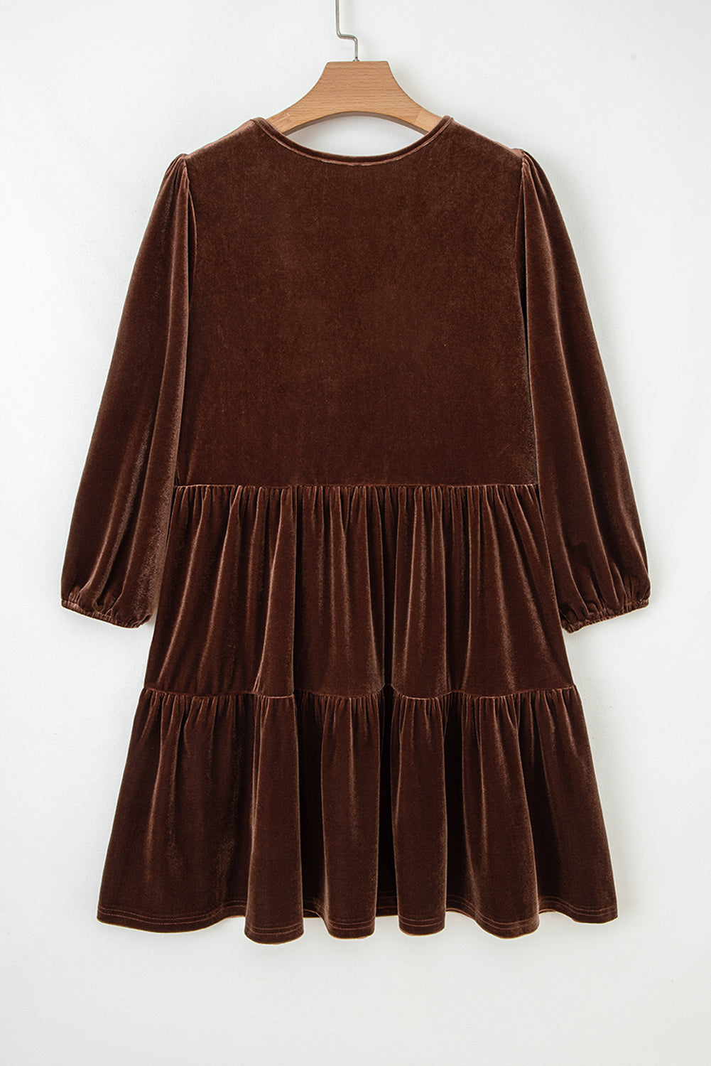 Velvyn | Pocketed Tiered Velvet Mini Dress