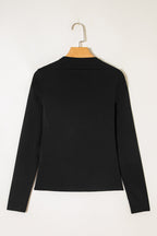 Solid Boat Neck Long Sleeve Top