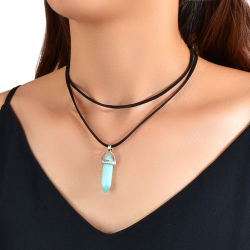 Shadow Signal | Dual Layer Crystal Pendant Choker