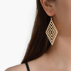 Hollow out Geometric Rhombus Drop Earrings Chic Ear Hook Boutique