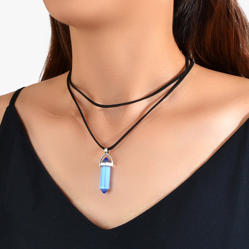 Shadow Signal | Dual Layer Crystal Pendant Choker
