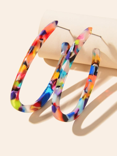 Trendy Acrylic Women Beach Colourful Resin Statement Earrings Vacation