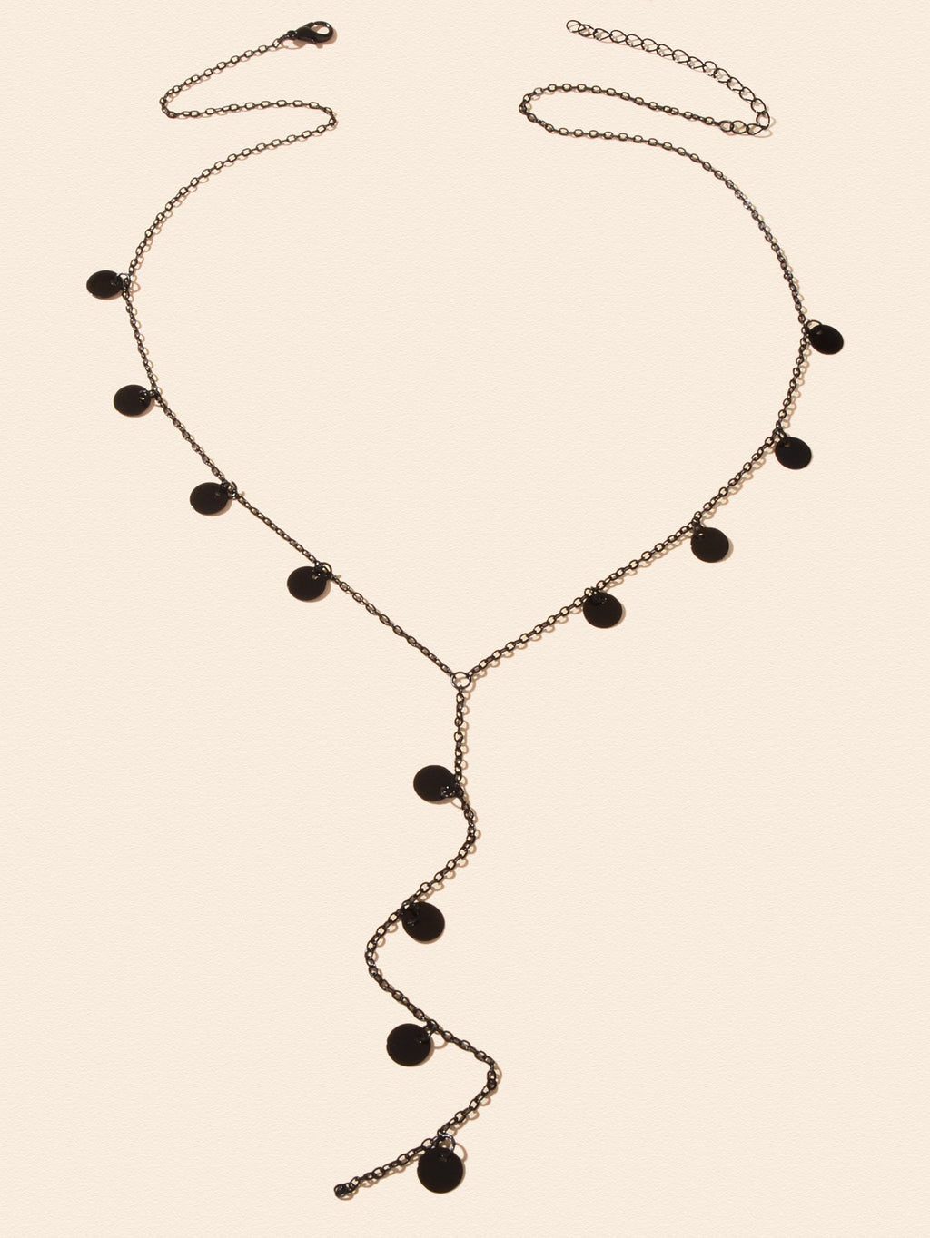 Stylish Jewellery Black Disc Charm Y Style Long Chain Pendant Necklace
