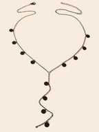 Stylish Jewellery Black Disc Charm Y Style Long Chain Pendant Necklace