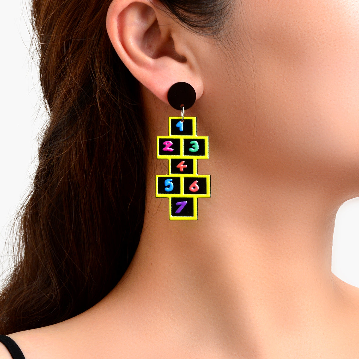 Lightweight Acrylic Colorful Number Geometric Earrings Night Club