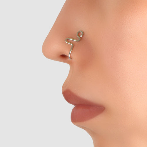 1pc Faux Lip Ear Nose Gold Silver Geometric Non Piercing Clip On Nose