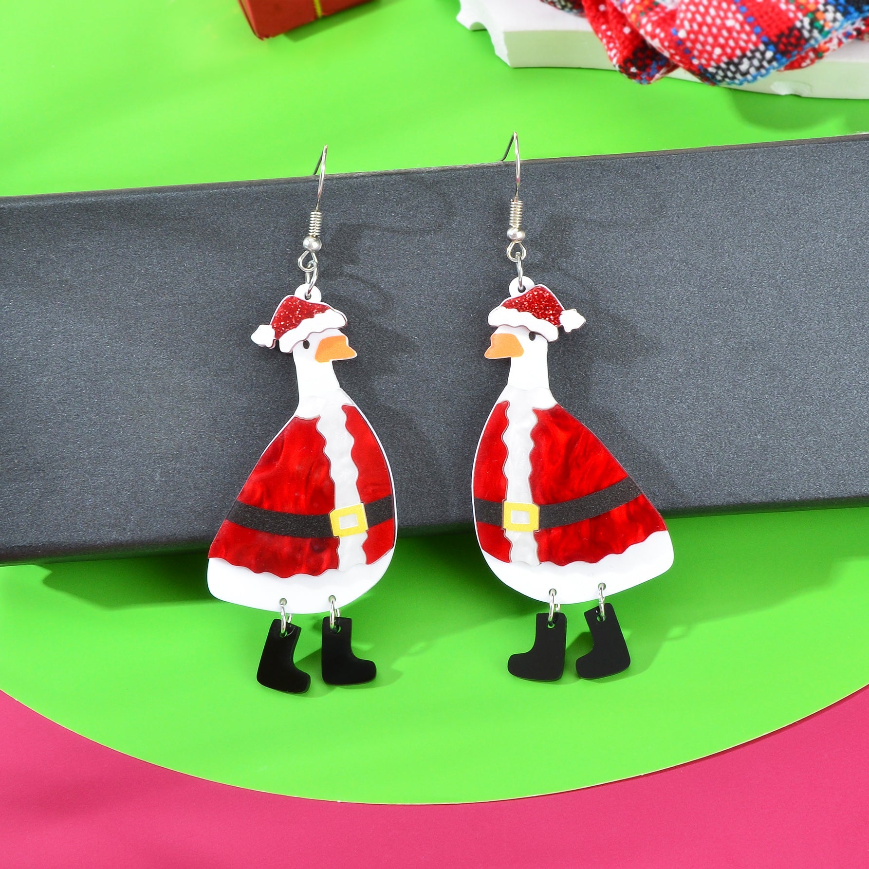 Christmas Jewellery Navidad Goose in Red Clothes Cartoon Design
