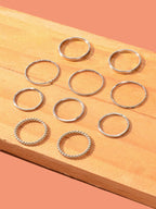 10pcs Silver Ring Bands Versatile Accessories for Every Finger