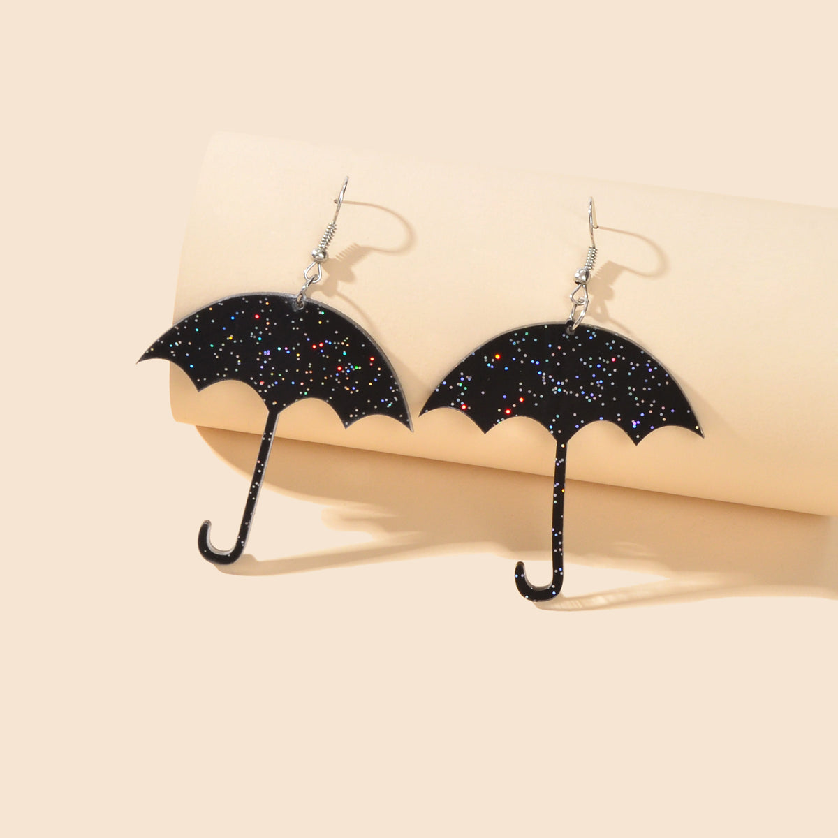 Shiny Acrylic Black Umbrella Drop Dangle Earrings Creative Nightclub