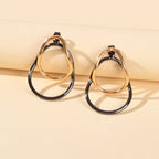 Gold Gunblack Geometric Ear Jacket Front Back Stud Exaggerated