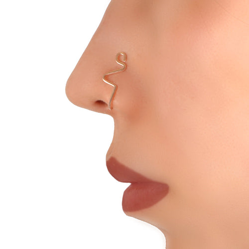 1pc Faux Lip Ear Nose Gold Silver Geometric Non Piercing Clip On Nose