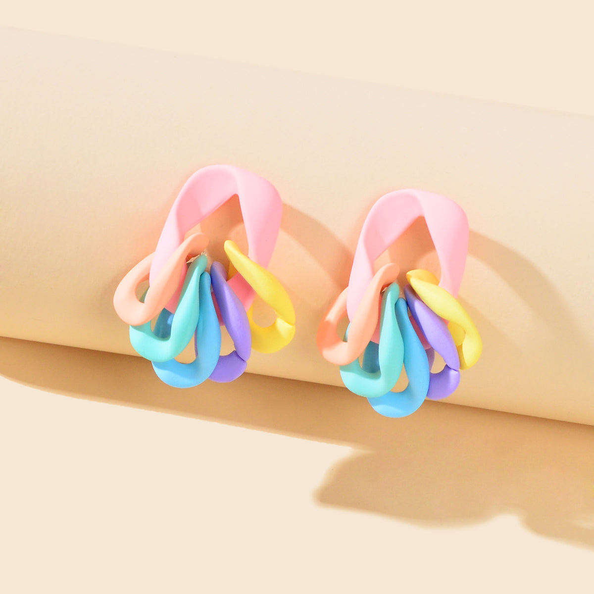 Lovely Candy Color Geometric Resin Earrings Y2K Style Sweet Cute
