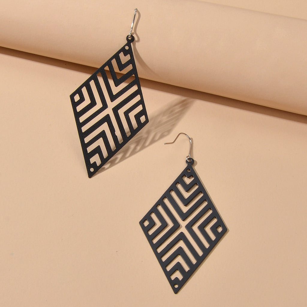 Hollow out Geometric Rhombus Drop Earrings Chic Ear Hook Boutique