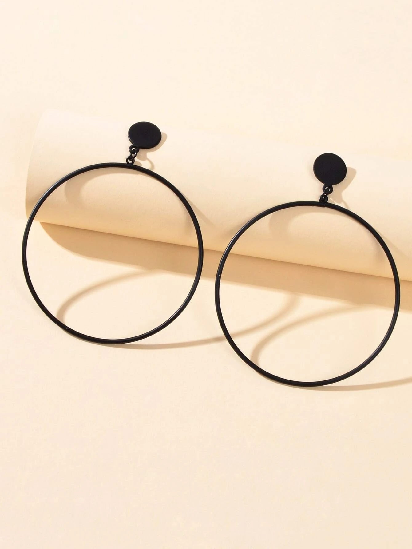 Punk Jewellery Black Minimalist Big Circle Drop Dangle Earrings