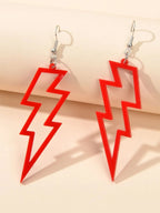 Lightning Bolt Statement Dangle Earrings Retro Punk Hippie Fluro Neon