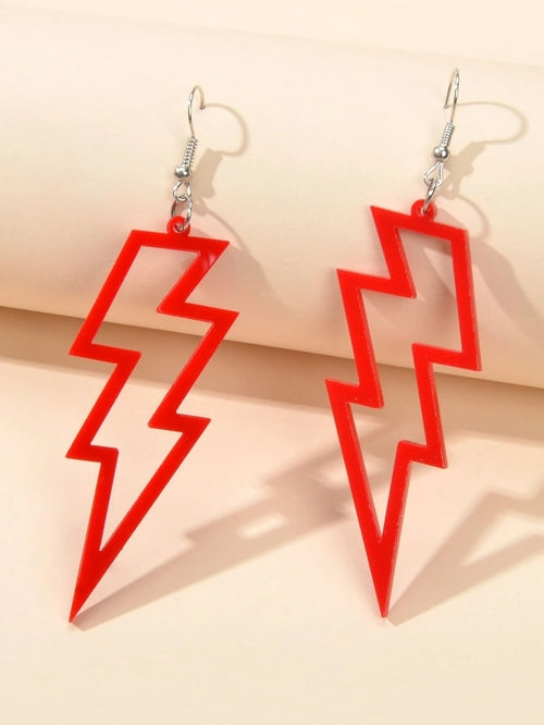 Lightning Bolt Statement Dangle Earrings Retro Punk Hippie Fluro Neon