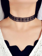 Black Hollow Out Lace Pattern Gothic 90s Tattoo Choker Punk Halloween