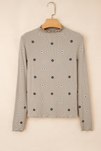 Floral Ribbed Embroidered Long Sleeve Top