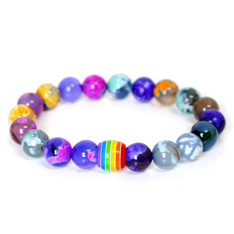 Obsidian Pulse | Pride stone bead bracelet