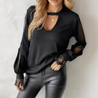Ebonlace | Hollow-out lace long sleeve top