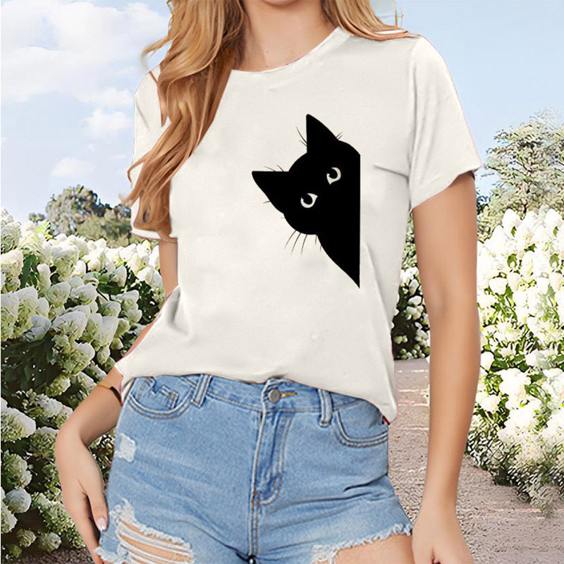 Nocturne Whisker | Black cat print t-shirt