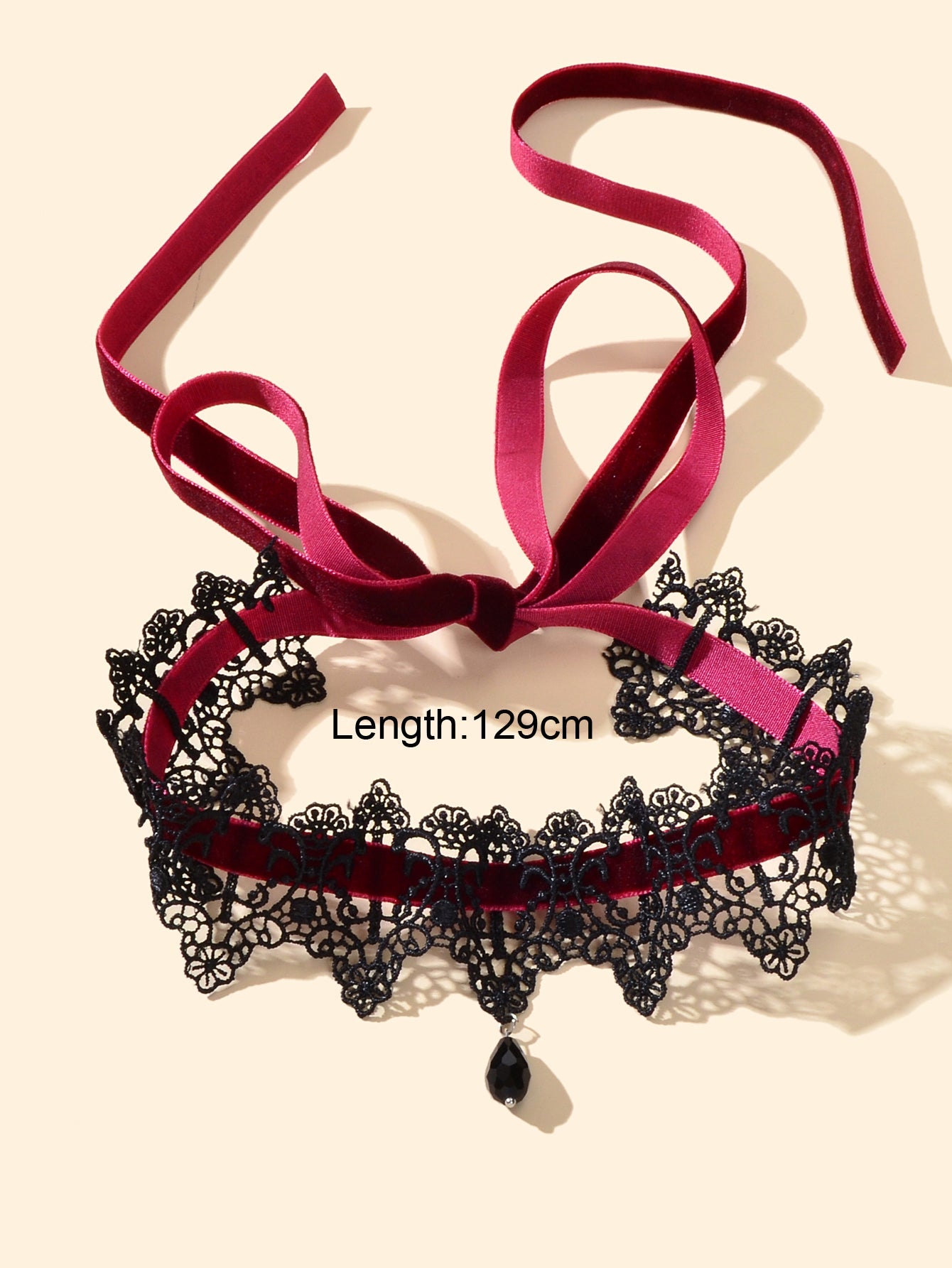 Gothic Black Lace Winered Velvet Tattoo Choker Water Drop Charm Retro