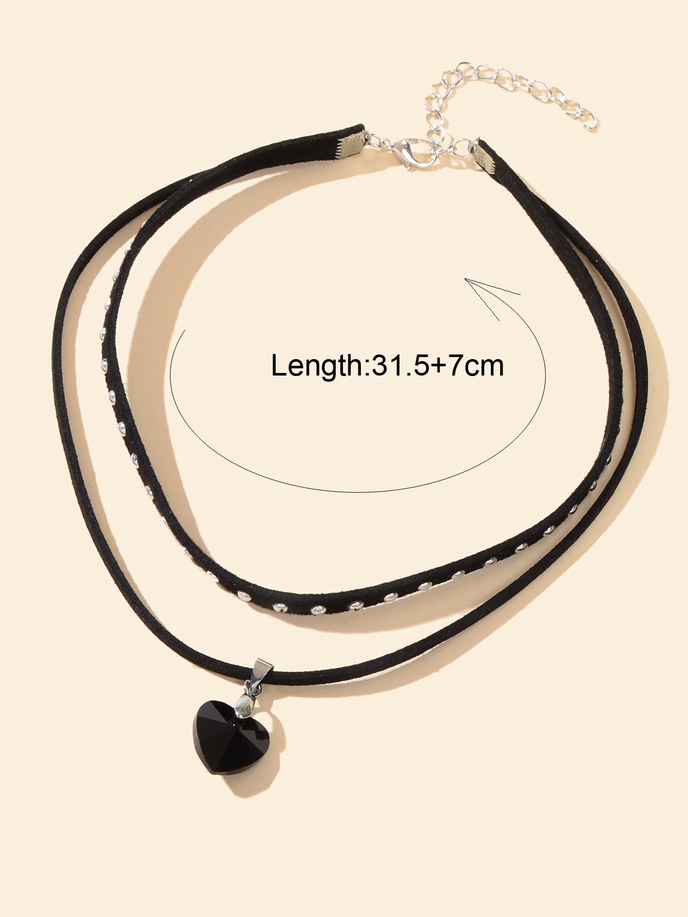 Midnight Heart | Double Layer Choker – Black Crystal Gothic Necklace