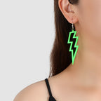 Lightning Bolt Statement Dangle Earrings Retro Punk Hippie Fluro Neon
