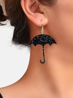 Shiny Acrylic Black Umbrella Drop Dangle Earrings Creative Nightclub