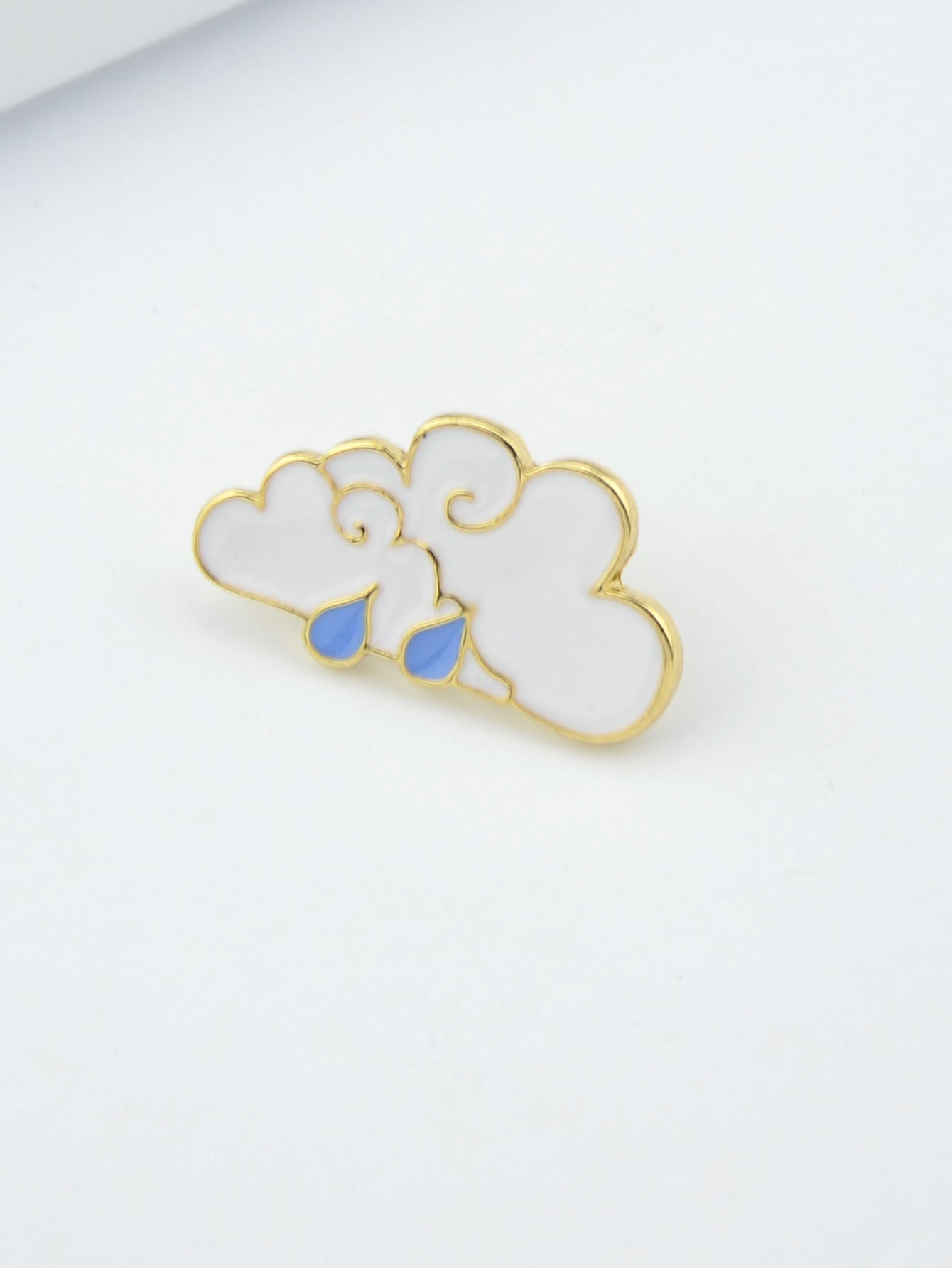White Cloud Blue Raindrop Enamel Lapel Pin Brooch Backpack Badge