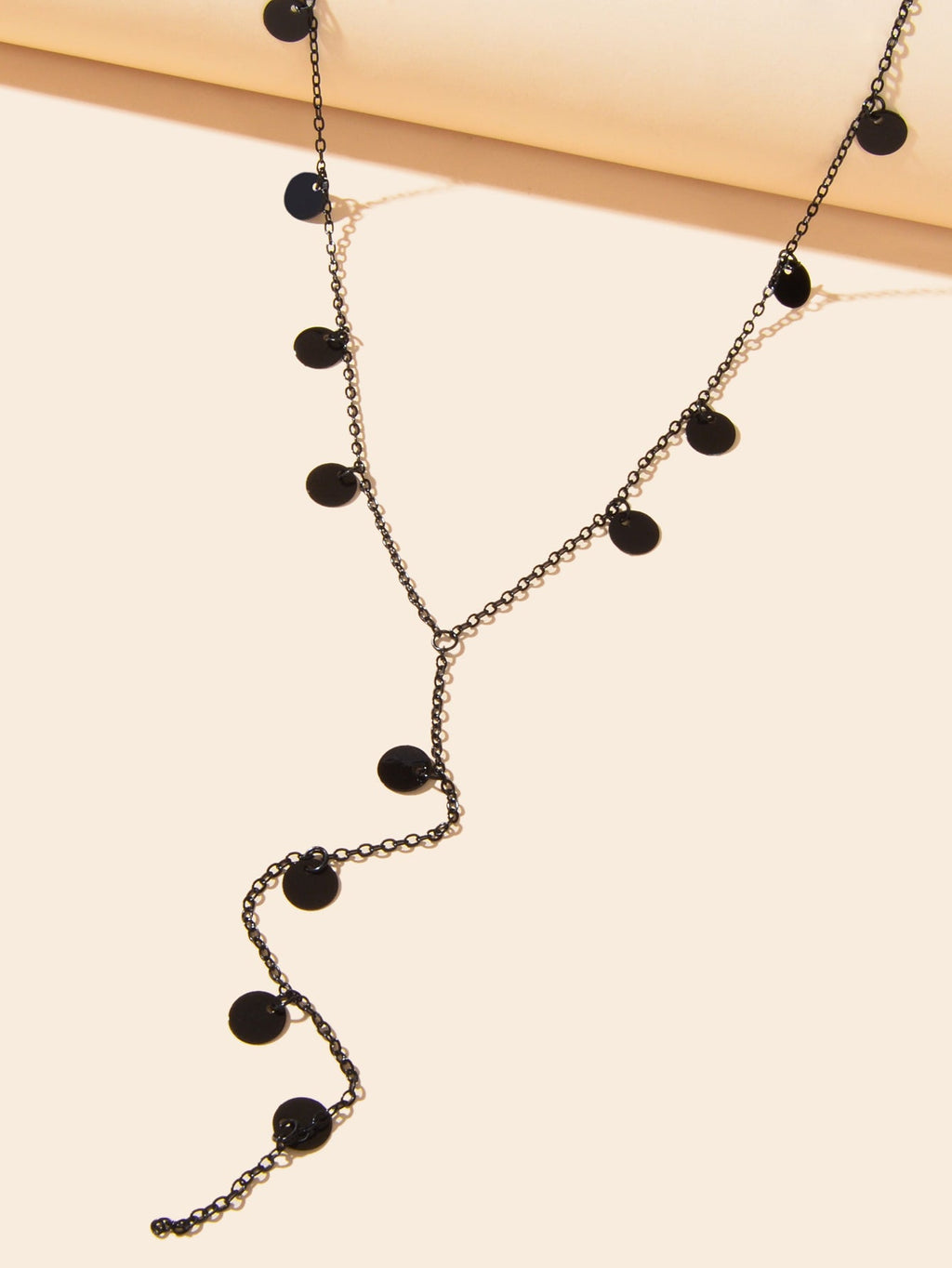 Stylish Jewellery Black Disc Charm Y Style Long Chain Pendant Necklace