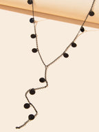 Stylish Jewellery Black Disc Charm Y Style Long Chain Pendant Necklace